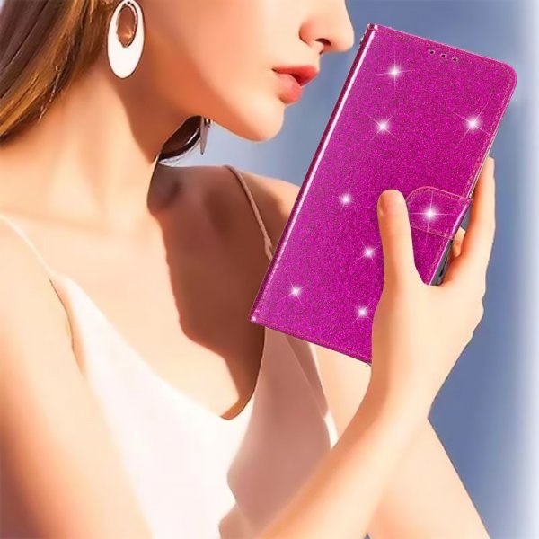 iPhone 15 Pro Etui Glitter Magenta