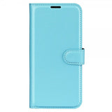 iPhone 15 Pro Etui Litchi Blå
