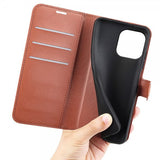 iPhone 15 Pro Etui Litchi Brun