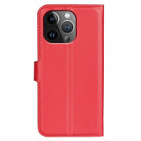 iPhone 15 Pro Etui Litchi Rød