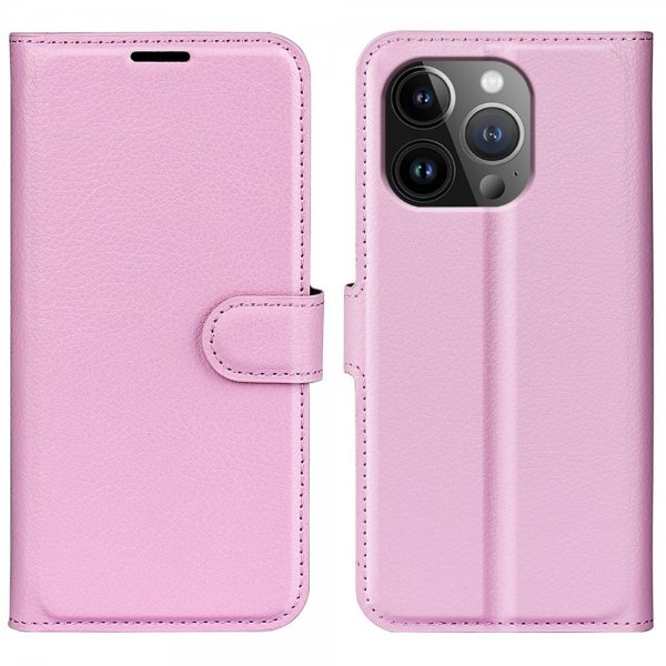 iPhone 15 Pro Etui Litchi Rosa