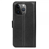 iPhone 15 Pro Etui Litchi Svart