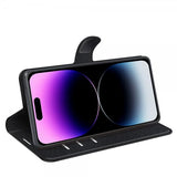 iPhone 15 Pro Etui Litchi Svart
