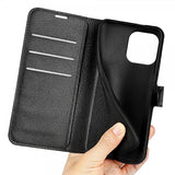 iPhone 15 Pro Etui Litchi Svart
