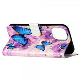 iPhone 15 Pro Etui Motiv Lilla Blomster Blå Sommerfugler