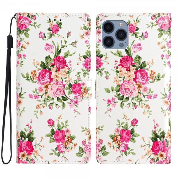 iPhone 15 Pro Etui Motiv Røda Blomster