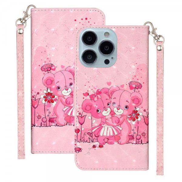 iPhone 15 Pro Etui Motiv Rosa Teddybjørn