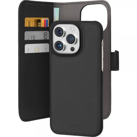 Puro iPhone 15 Pro Etui Wallet Detachable 2 in 1 Svart