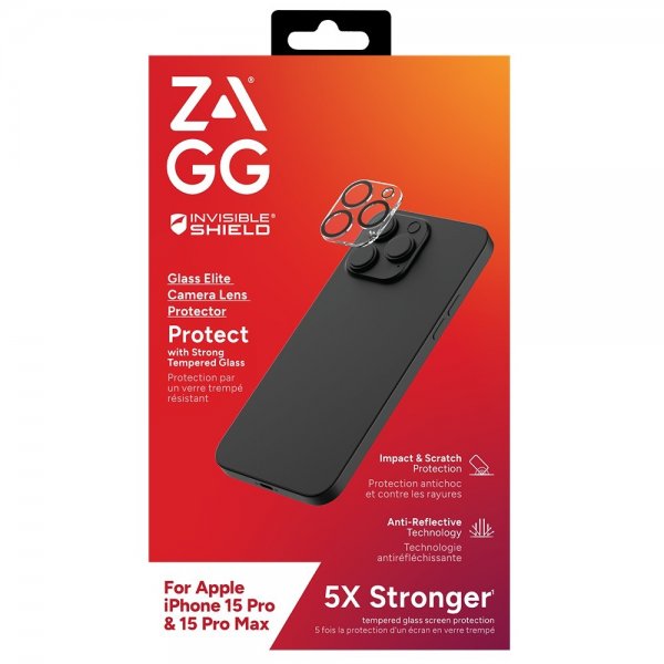 Zagg InvisibleShield iPhone 15 Pro/iPhone 15 Pro Max Kamerabeskytter Glass Elite Camera Protector