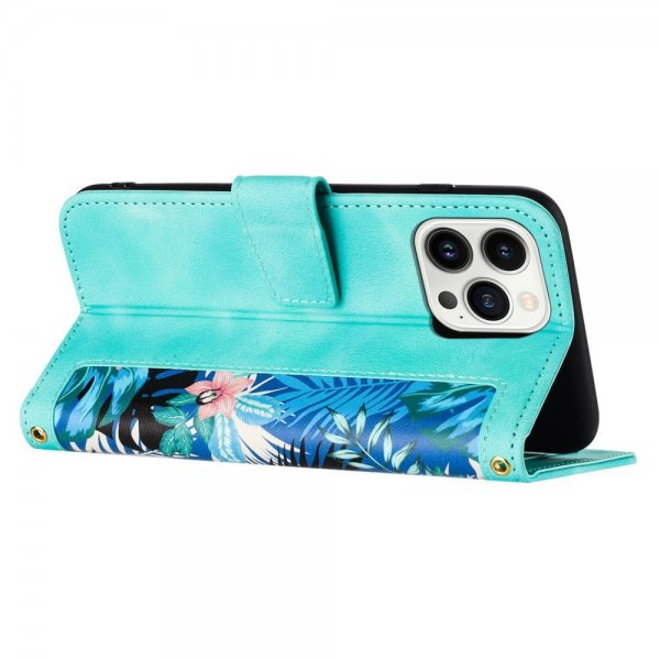 iPhone 15 Pro Max Etui Blomstermønster Grønn