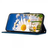 iPhone 15 Pro Max Etui Blomstermønster Mørkeblå