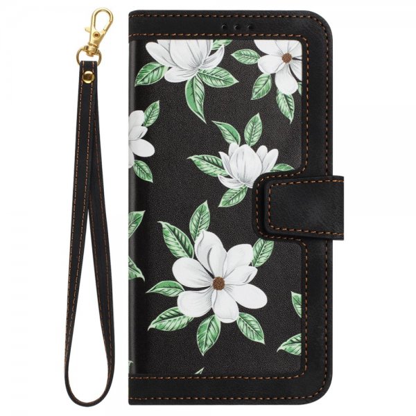 iPhone 15 Pro Max Etui Blomstermønster Svart