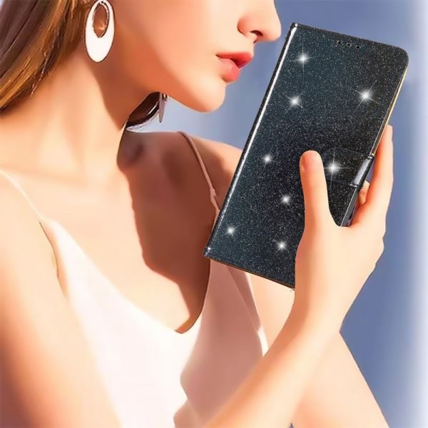 iPhone 15 Pro Max Etui Glitter Svart
