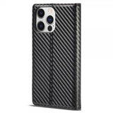 Lc.Imeeke iPhone 15 Pro Max Etui Karbonfibertekstur Rød Stripe Vertical Svart
