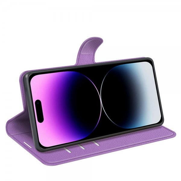 iPhone 15 Pro Max Etui Litchi Lilla