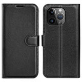 iPhone 15 Pro Max Etui Litchi Svart