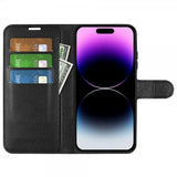 iPhone 15 Pro Max Etui Litchi Svart
