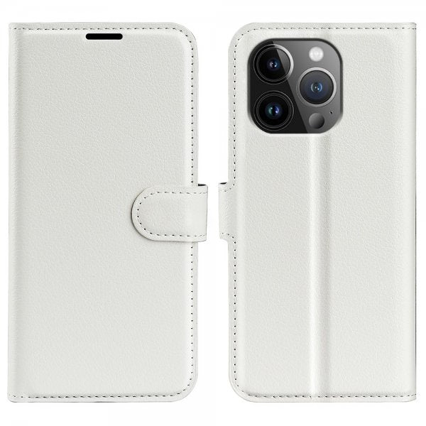 iPhone 15 Pro Max Etui Litchi Hvit
