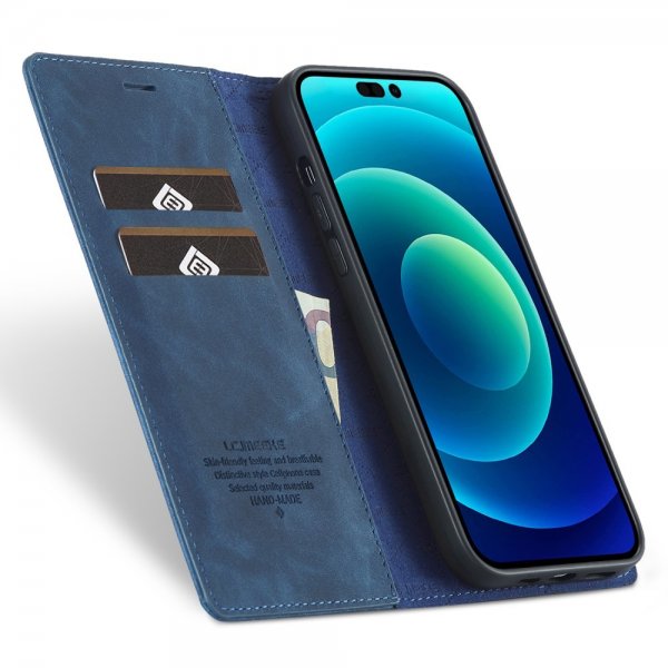 Lc.Imeeke iPhone 15 Pro Max Etui med Kortlomme flipp Blå