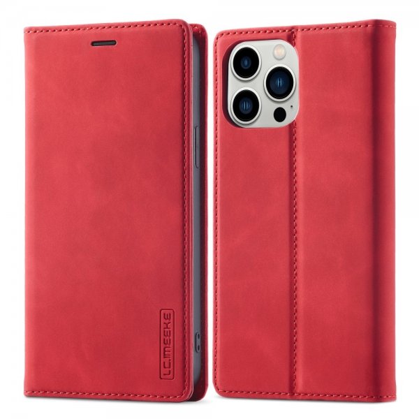 Lc.Imeeke iPhone 15 Pro Max Etui med Kortlomme flipp Rød