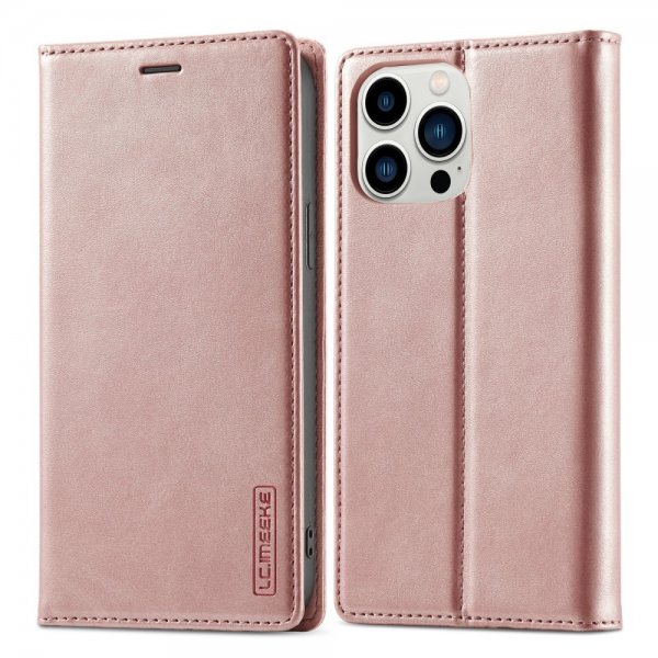 Lc.Imeeke iPhone 15 Pro Max Etui med Kortlomme flipp Rosegull