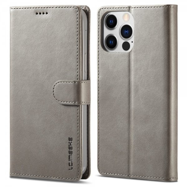 Lc.Imeeke iPhone 15 Pro Max Etui med Kortlomme stativfunksjon Grå