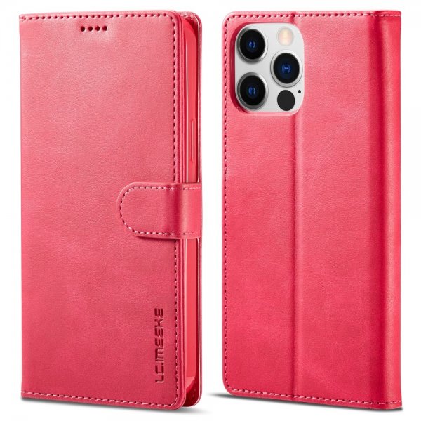 Lc.Imeeke iPhone 15 Pro Max Etui med Kortlomme stativfunksjon Magenta