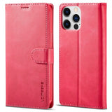 Lc.Imeeke iPhone 15 Pro Max Etui med Kortlomme stativfunksjon Magenta