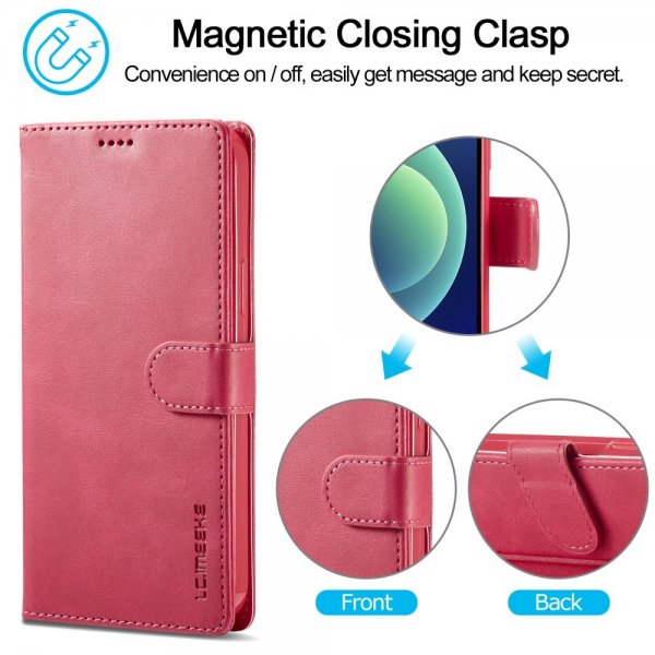 Lc.Imeeke iPhone 15 Pro Max Etui med Kortlomme stativfunksjon Magenta