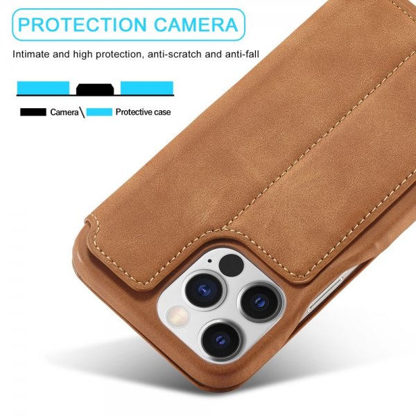 Lc.Imeeke iPhone 15 Pro Max Etui Retro Brun