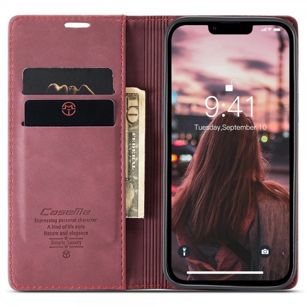 CaseMe iPhone 15 Pro Max Etui Retro Flip Rød