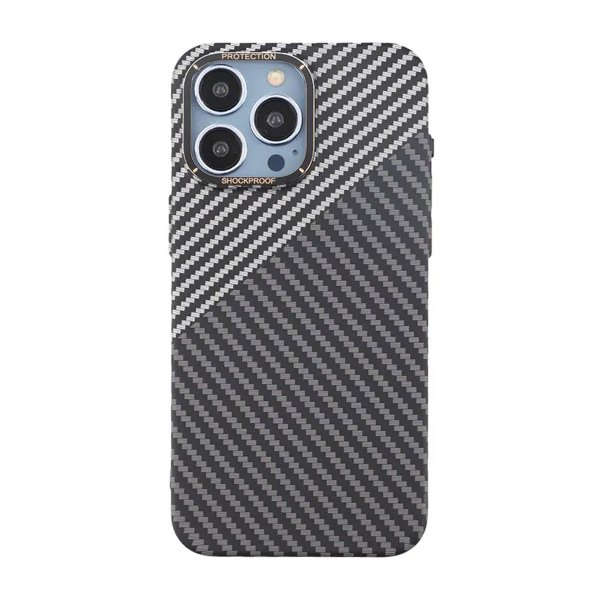 iPhone 15 Pro Max Deksel Karbonfibermønster Svart Hvit