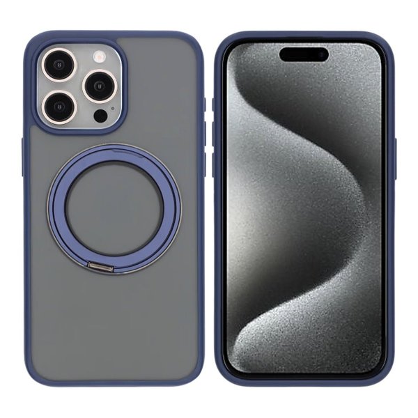 iPhone 15 Pro Max Deksel Roterbart Stativ Blå
