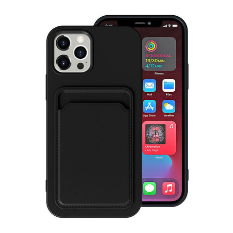 iPhone 15 Pro Max Deksel Silikon Kortlomme Svart