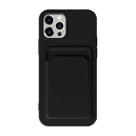 iPhone 15 Pro Max Deksel Silikon Kortlomme Svart