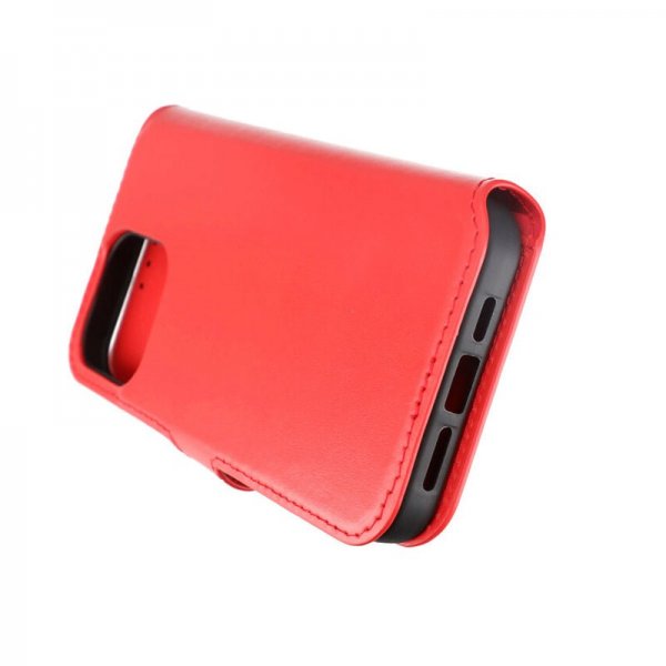 Rvelon iPhone 15 Pro Max Etui Ekte Skinn Rød