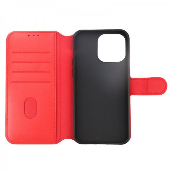 Rvelon iPhone 15 Pro Max Etui Ekte Skinn Rød