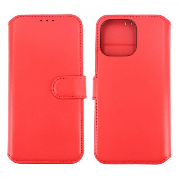 Rvelon iPhone 15 Pro Max Etui Ekte Skinn Rød