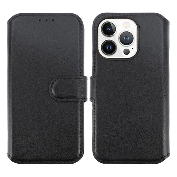 Rvelon iPhone 15 Pro Max Etui Ekte Skinn Svart