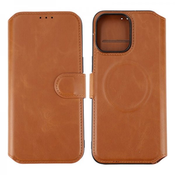 Rvelon iPhone 15 Pro Max Etui 4 Kortlomme MagSafe Brun