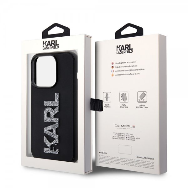 Karl Lagerfeld iPhone 15 Pro Max Deksel 3D Rubber Karl Svart