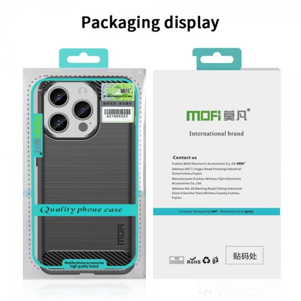 Mofi iPhone 15 Pro Max Deksel Børstet Karbonfibertekstur Rød