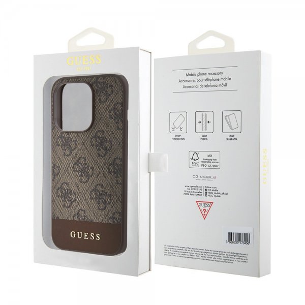Guess iPhone 15 Pro Max Deksel Bottom Stripe MagSafe Brun