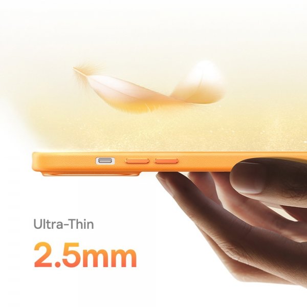 Baseus iPhone 15 Pro Max Deksel Fauxther Series MagSafe Oransje