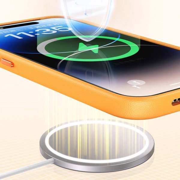 Baseus iPhone 15 Pro Max Deksel Fauxther Series MagSafe Svart