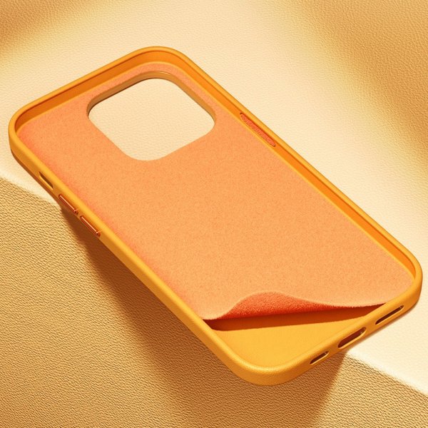 Baseus iPhone 15 Pro Max Deksel Fauxther Series Oransje