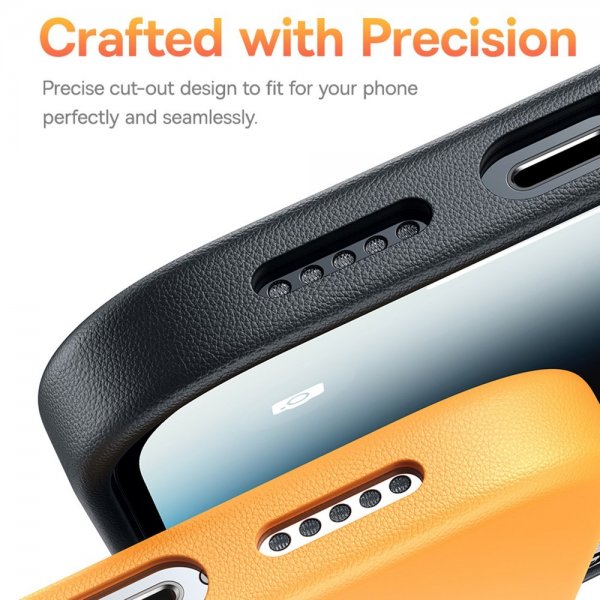 Baseus iPhone 15 Pro Max Deksel Fauxther Series Svart