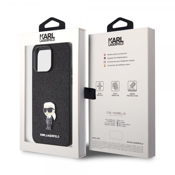 Karl Lagerfeld iPhone 15 Pro Max Deksel Fixed Glitter Svart