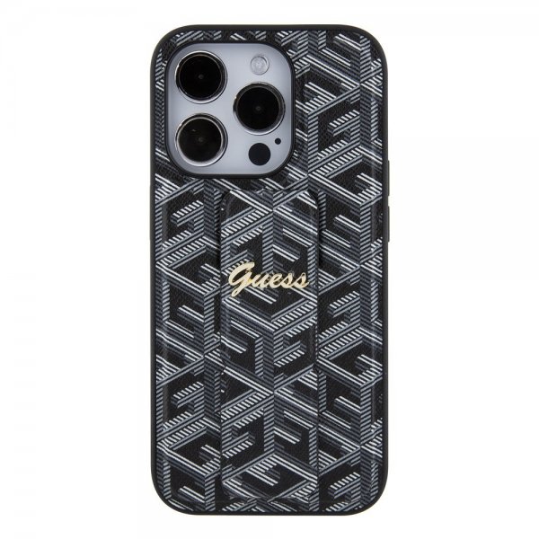 Guess iPhone 15 Pro Max Deksel G Cube Grip Stand Svart