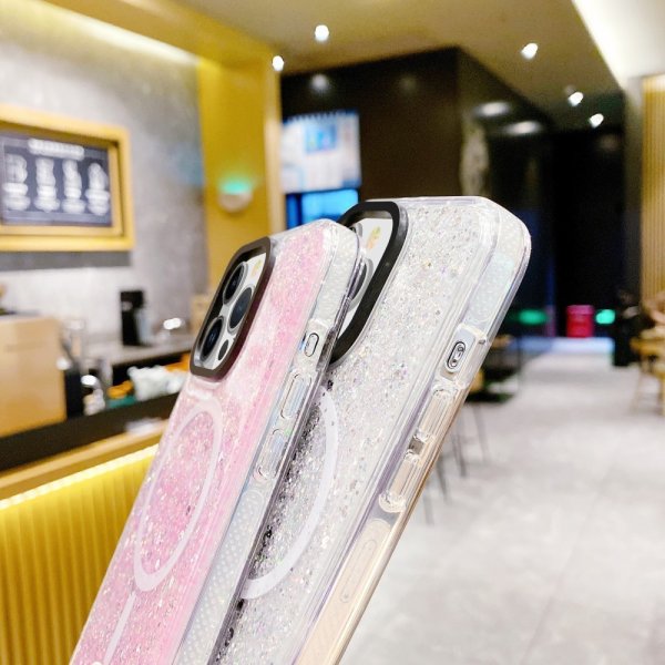 iPhone 15 Pro Max Deksel Glitter MagSafe Blå